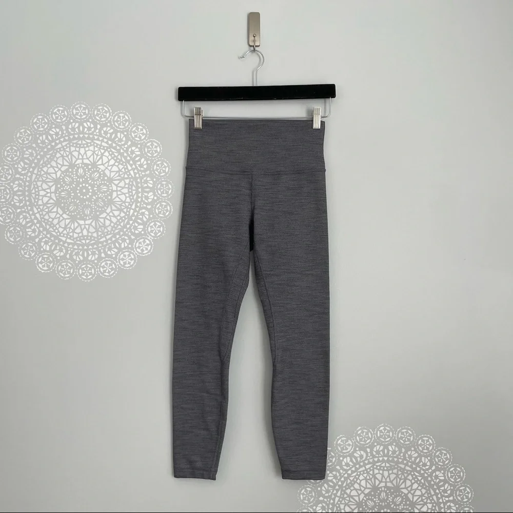 Lululemon Align Pant II Mini Heathered Herringbone Heathered Black White Size 6